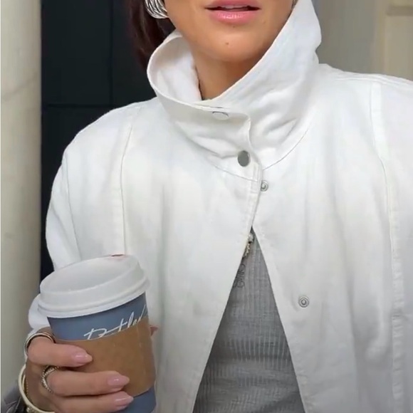 Zara 100% LINEN BOMBER JACKET ZW COLLECTION - Picture 4 of 14